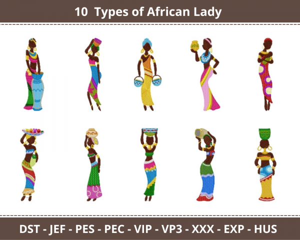 African Lady Machine Embroidery Designs