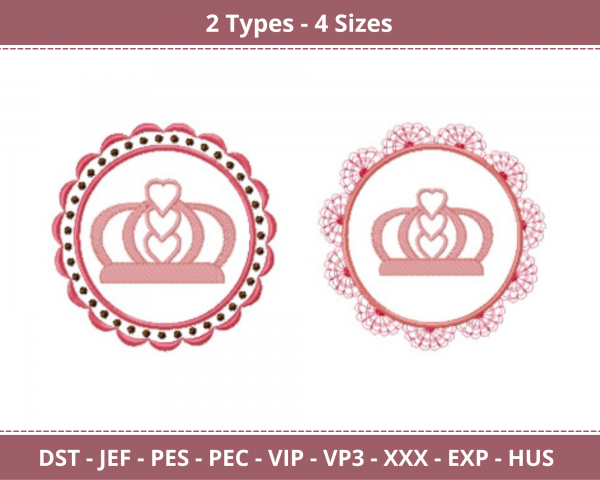 Creative Crown Machine Embroidery Designs-4 Sizes-2 Types-instant download