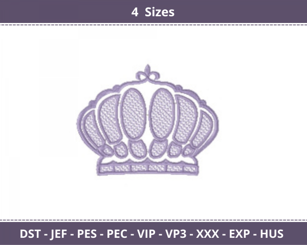 Crown Machine Embroidery Designs-4 Sizes-instant download
