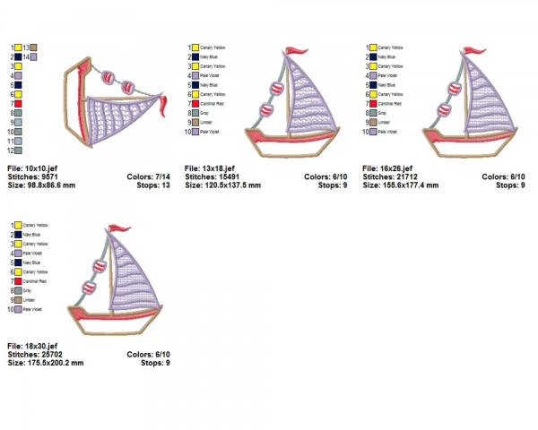 Boat Machine Embroidery Designs-4 Sizes-instant download