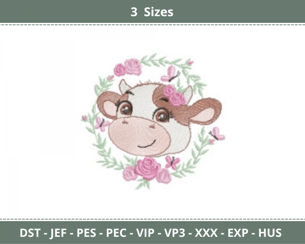 Cow Farm Animal Machine Embroidery Designs-3 Sizes-instant download