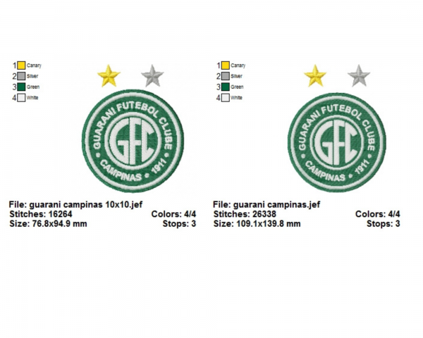 Guarani Campinas Logo Machine Embroidery Designs-2 Sizes-instant download