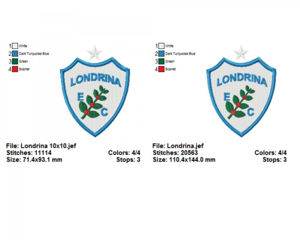 Londrina Logo Machine Embroidery Designs-2 Sizes-instant download