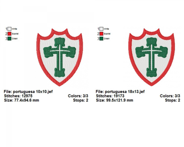 Portuguesa Logo Machine Embroidery Designs-2 Sizes-instant download