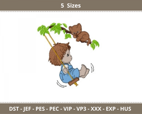 Cute Boy Machine Embroidery Designs-5 Sizes-instant download
