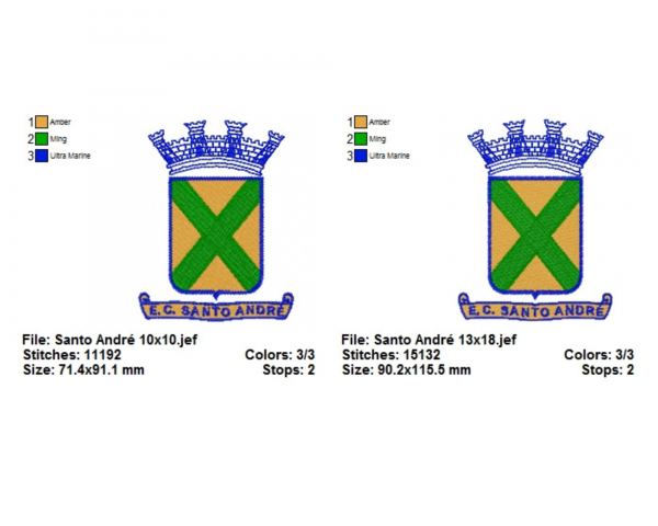 Santo Andre Logo Machine Embroidery Designs-2 Sizes-instant download