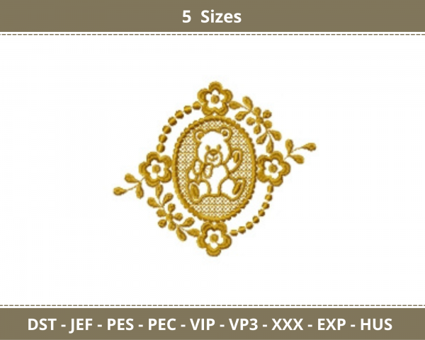 Teddy Machine Embroidery Designs-5 Sizes-instant download