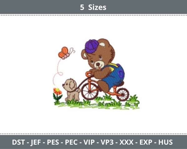 Cute Teddy Machine Embroidery Designs-5 Sizes-instant download