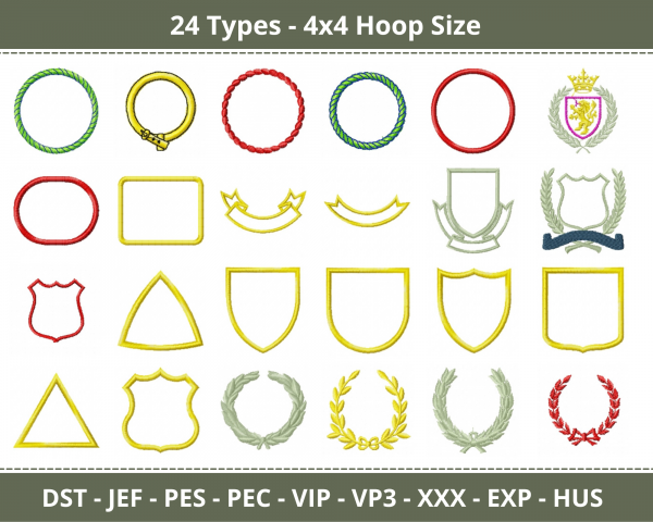 Badges Elements Machine Embroidery Designs-24 Types-1 Size-instant download