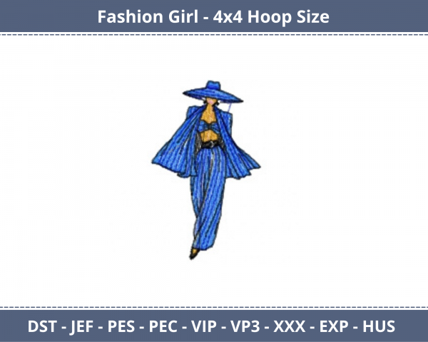 Fashion Girl Machine Embroidery Designs-1 Size-instant download