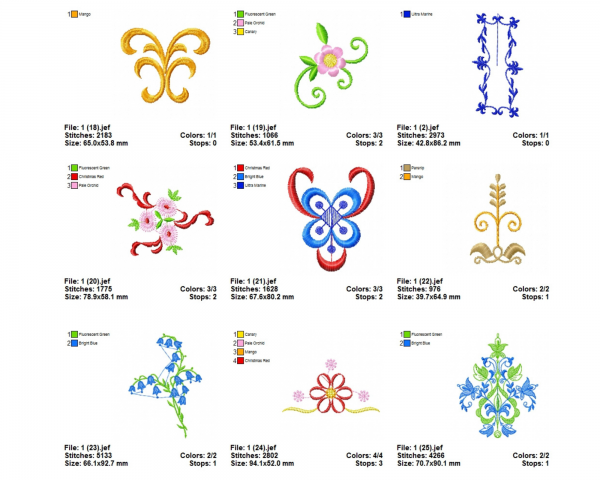 Creative Floral Machine Embroidery Designs-25 Types-1 Size-instant download