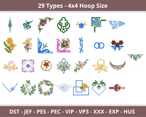  Creative Handloom Machine Embroidery Designs-29 Types-1 Size-instant download