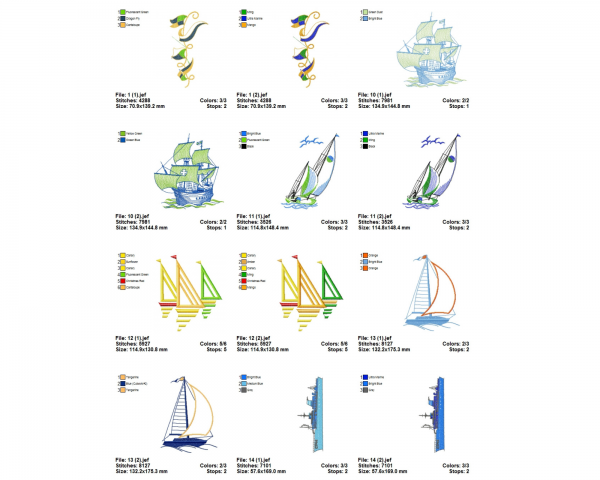 Out To Sea Machine Embroidery Designs-16 Types-1 Size-instant download