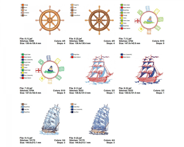 Out To Sea Machine Embroidery Designs-16 Types-1 Size-instant download