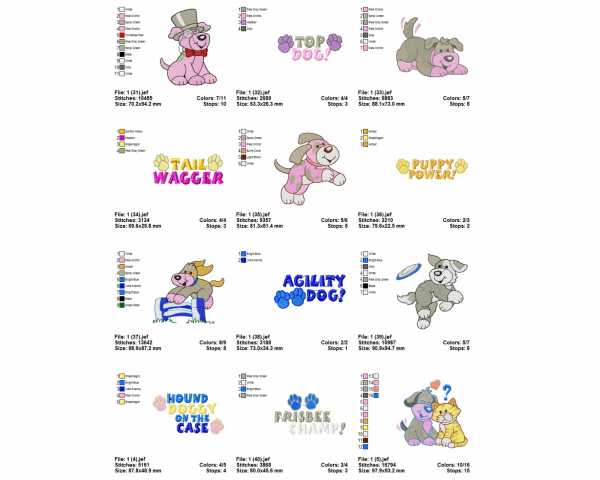 Cute Puppy Machine Embroidery Designs-40 Types-1 Size-instant download