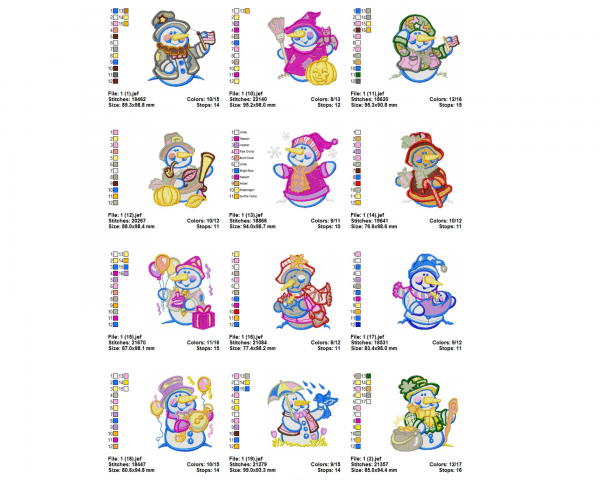 Snow People Machine Embroidery Designs-20 Types-1 Size-instant download