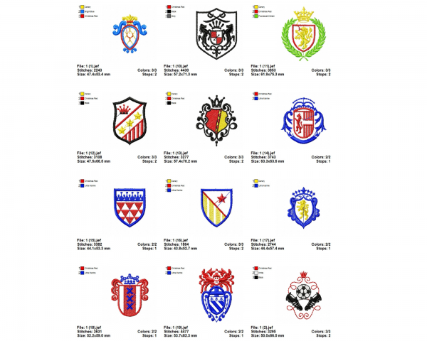 Crest Logo Machine Embroidery Designs-23 Types-1 Size-instant download