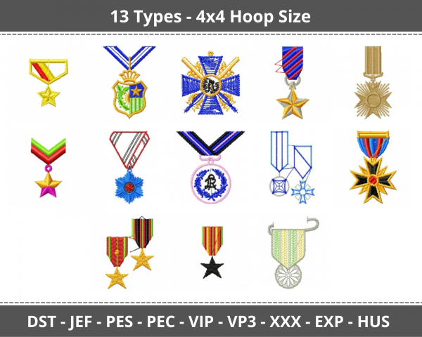 Star Medal Machine Embroidery Designs