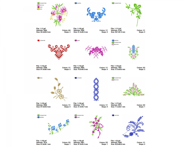 Floral Machine Embroidery Designs-22 Types-1 Size-instant download