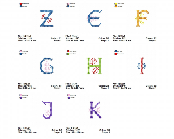 Cress Stitch Alphabet Machine Embroidery Designs-1 Size-A to Z Alphabet Letters-instant download