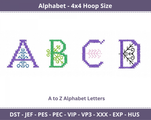 Cress Stitch Alphabet Machine Embroidery Designs