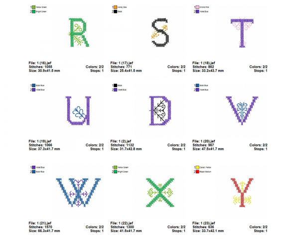 Cress Stitch Alphabet Machine Embroidery Designs-1 Size-A to Z Alphabet Letters-instant download