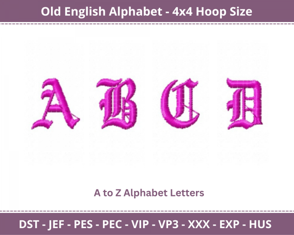 Old English Alphabet Machine Embroidery Designs