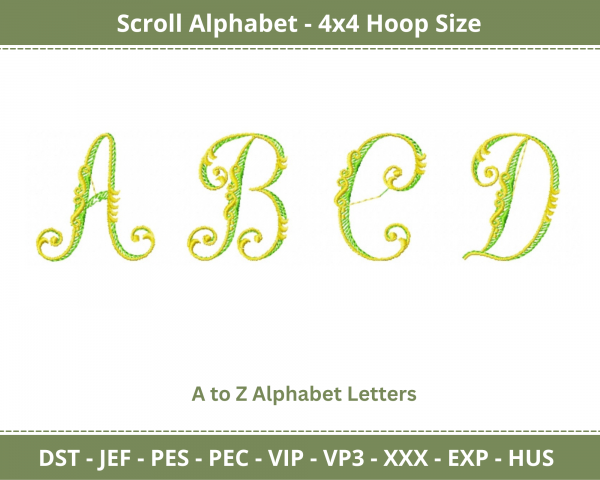 Scroll Alphabet Machine Embroidery Designs
