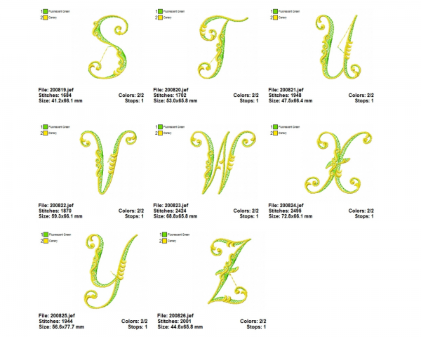 Scroll Alphabet Machine Embroidery Designs-1 Size-A to Z Alphabet Letters-instant download