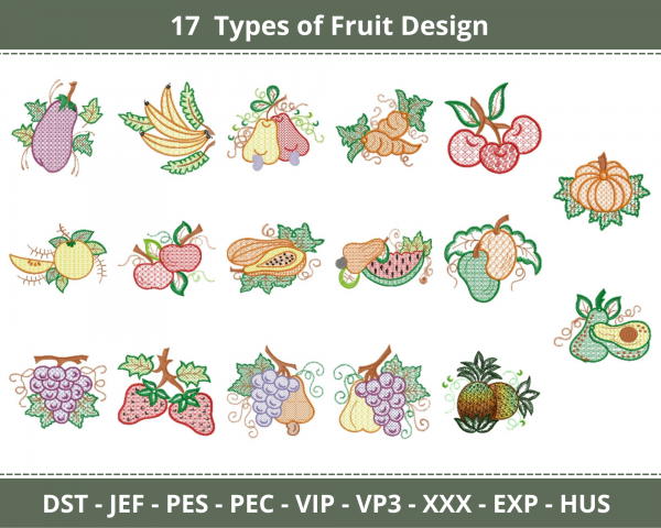 Fruit Machine Embroidery Designs-1 Size-17 Types-instant download