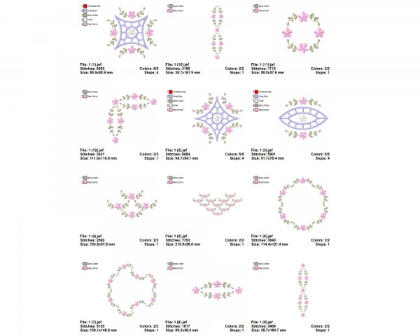Hanky Machine Embroidery Designs-1 Size-12 Types-instant download