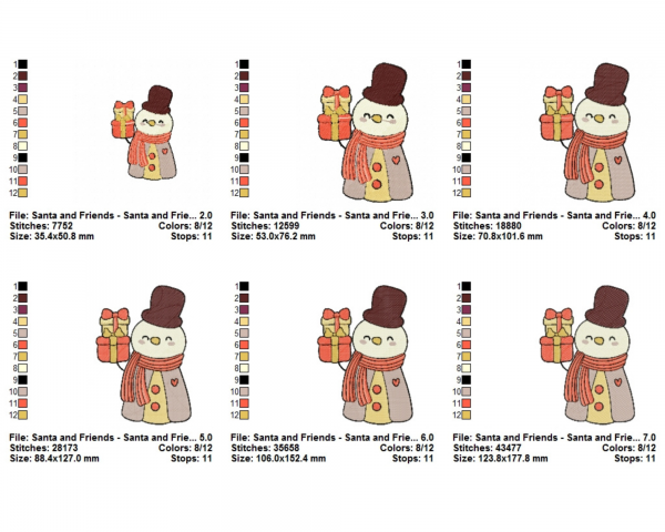 Christmas Snowman Machine Embroidery Designs-6 Sizes-instant download