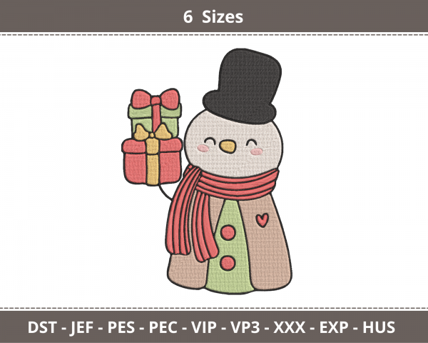 Christmas Snowman Machine Embroidery Designs-6 Sizes-instant download