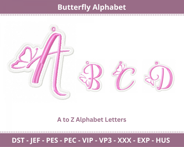 Butterfly Alphabet Machine Embroidery Designs