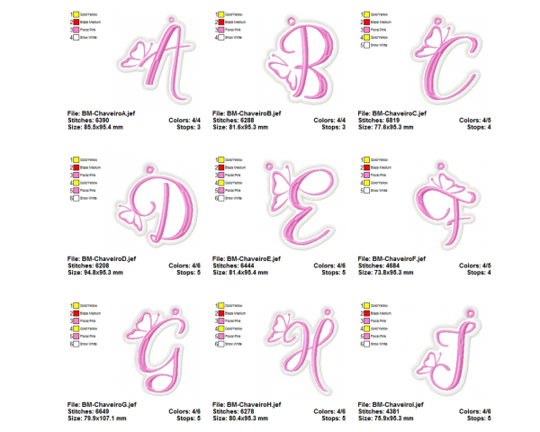 Butterfly Alphabet Machine Embroidery Designs-1 Size-A to Z Alphabet Letters-instant download