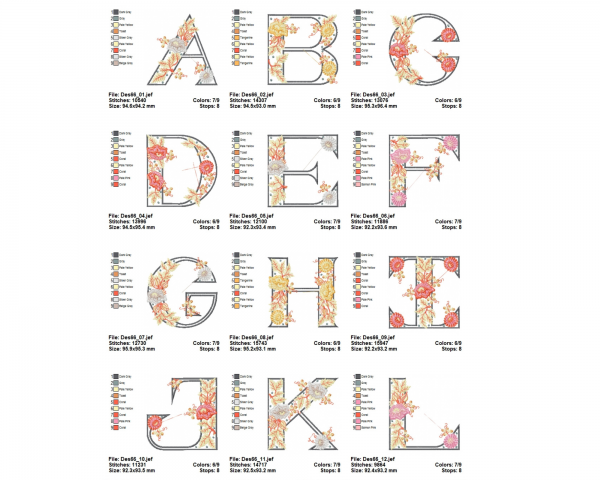 Classic Alphabet Machine Embroidery Designs-1 Size-2 Types-instant download