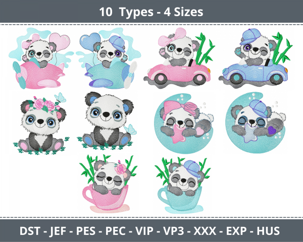 Cute Panda Machine Embroidery Design