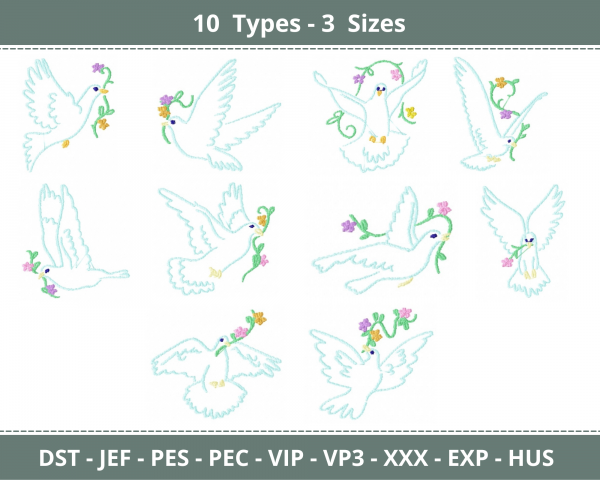 Bird Machine Embroidery Designs-3 Sizes-10 Types-instant download