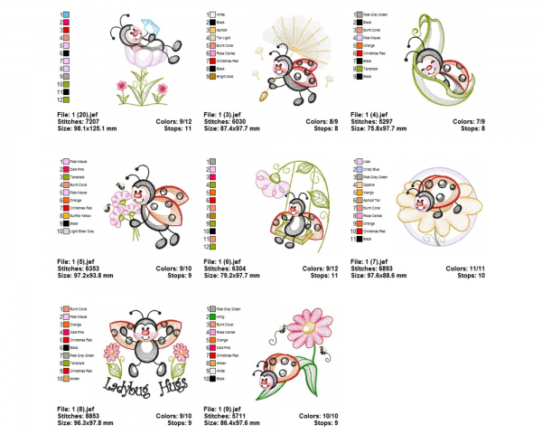 Lady Bug Machine Embroidery Designs-2 Sizes-10 Types-instant download