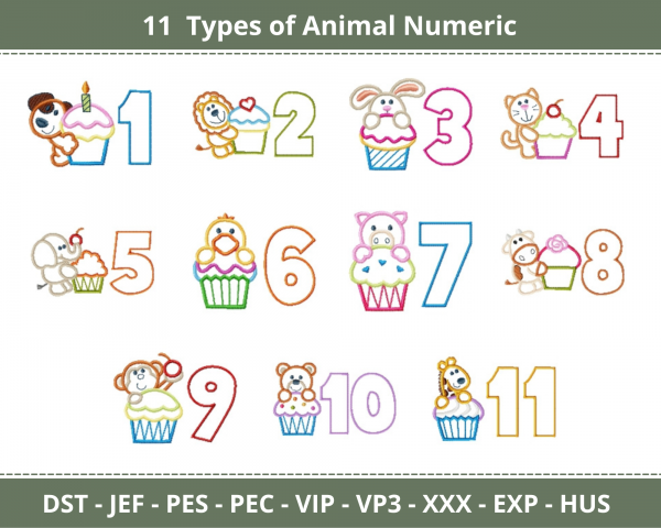 Animal Numbers Machine Embroidery Designs