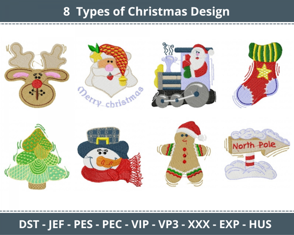 Christmas Machine Embroidery Designs-1 Size-8 Types-instant download