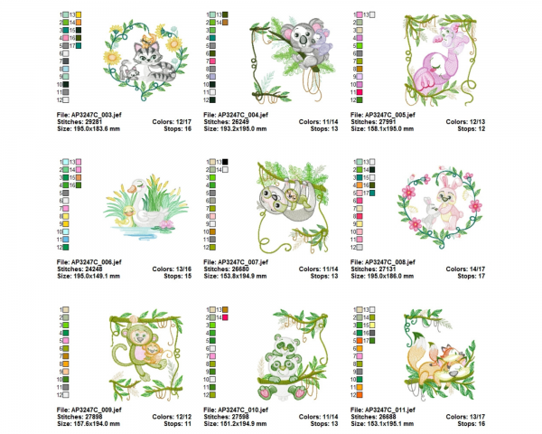 Safari Animal Machine Embroidery Designs-3 Sizes-11 Types-instant download
