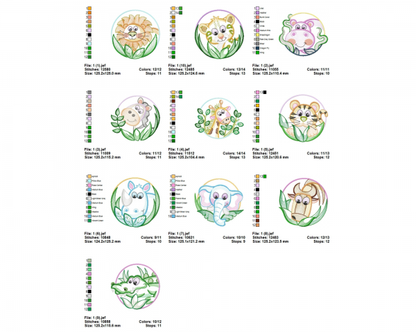 Safari Animal Machine Embroidery Designs-1 Size-10 Types-instant download