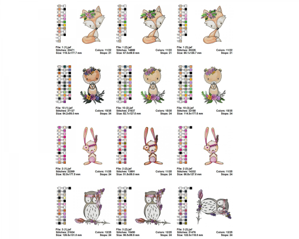 Animal Machine Embroidery Designs-3 Sizes-10 Types-instant download