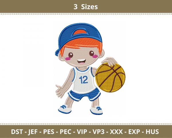 Basketball Boy Machine Embroidery Designs-3 Sizes-instant download