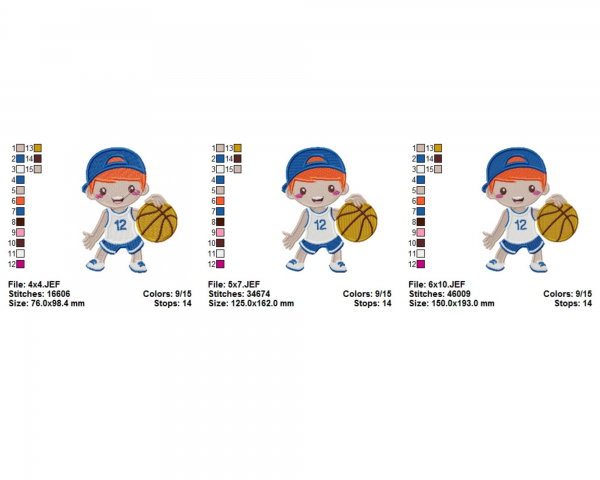 Basketball Boy Machine Embroidery Designs-3 Sizes-instant download