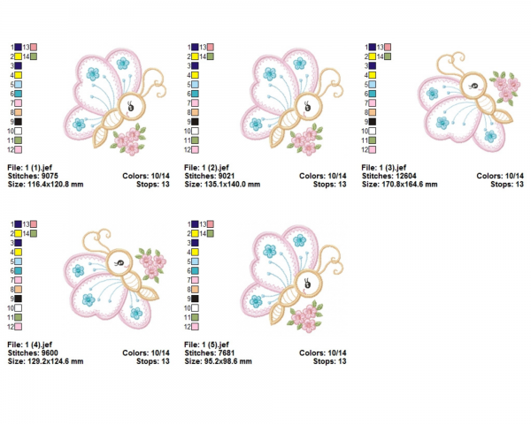 Cartoon Butterfly Machine Embroidery Designs-5 Sizes-instant download