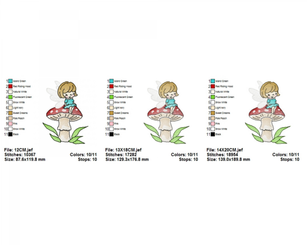 Little Girl On Mushroom Machine Embroidery Designs-3 Sizes-instant download