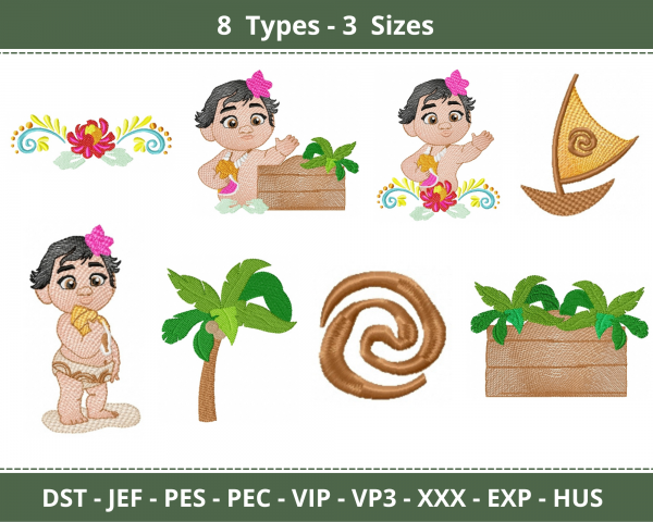 Beach Baby Machine Embroidery Designs-3 Sizes-8 Types-instant download