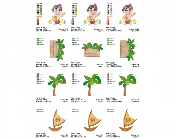 Beach Baby Machine Embroidery Designs-3 Sizes-8 Types-instant download